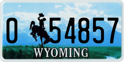 WY license plate 054857