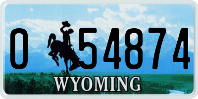WY license plate 054874
