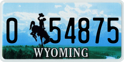 WY license plate 054875
