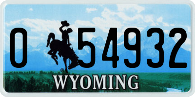 WY license plate 054932