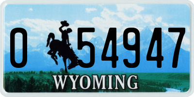 WY license plate 054947
