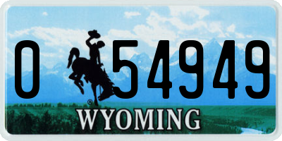 WY license plate 054949