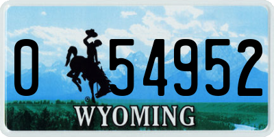 WY license plate 054952