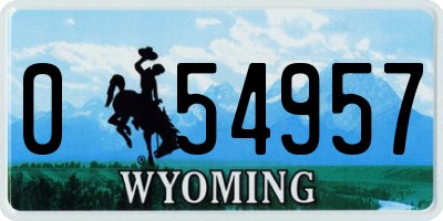 WY license plate 054957