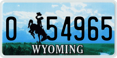 WY license plate 054965
