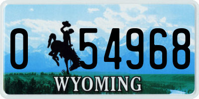 WY license plate 054968