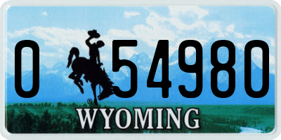WY license plate 054980