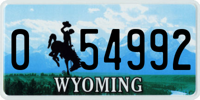 WY license plate 054992