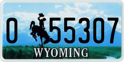 WY license plate 055307