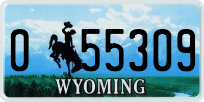 WY license plate 055309