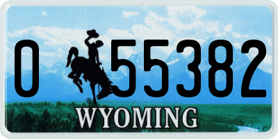 WY license plate 055382