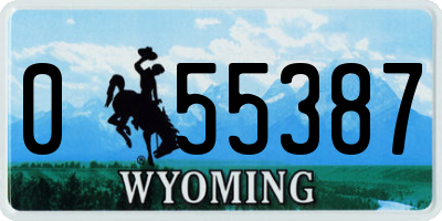 WY license plate 055387