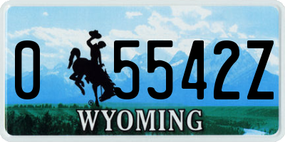 WY license plate 05542Z