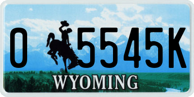WY license plate 05545K