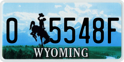 WY license plate 05548F