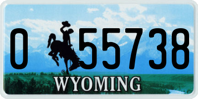 WY license plate 055738