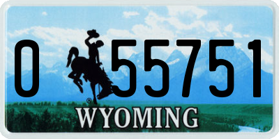 WY license plate 055751
