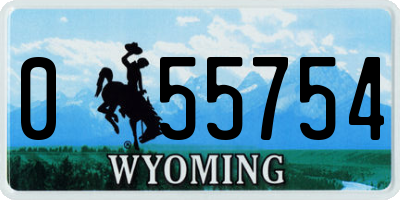 WY license plate 055754