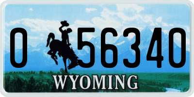 WY license plate 056340