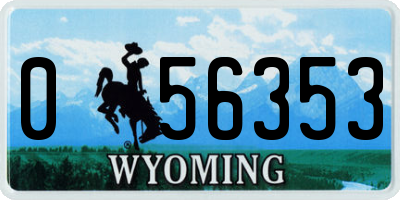 WY license plate 056353