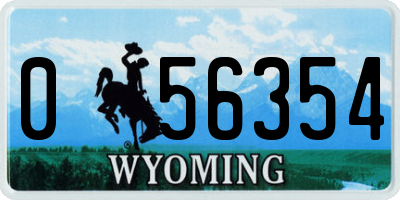 WY license plate 056354