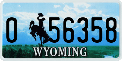 WY license plate 056358