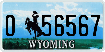 WY license plate 056567