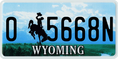 WY license plate 05668N