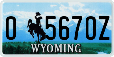 WY license plate 05670Z