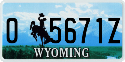 WY license plate 05671Z