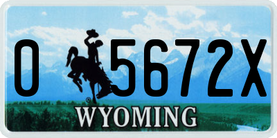 WY license plate 05672X