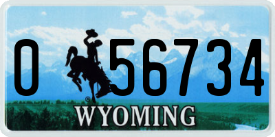 WY license plate 056734