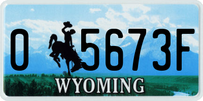 WY license plate 05673F