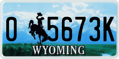 WY license plate 05673K
