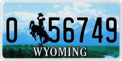 WY license plate 056749
