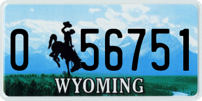 WY license plate 056751