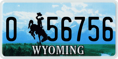 WY license plate 056756