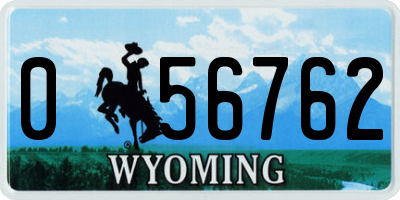 WY license plate 056762