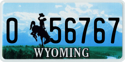 WY license plate 056767