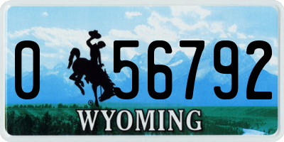 WY license plate 056792