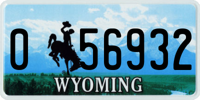 WY license plate 056932