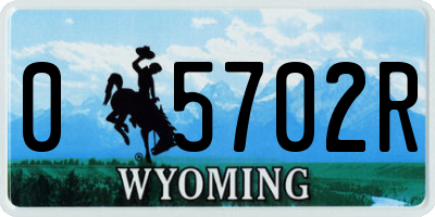WY license plate 05702R