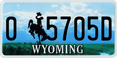 WY license plate 05705D