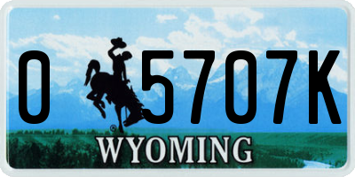 WY license plate 05707K