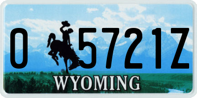 WY license plate 05721Z