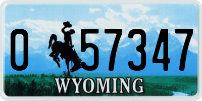 WY license plate 057347