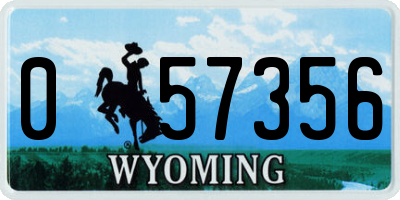 WY license plate 057356