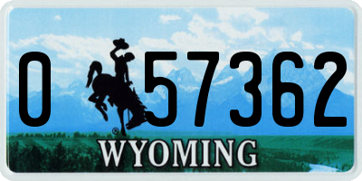 WY license plate 057362