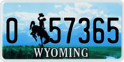 WY license plate 057365