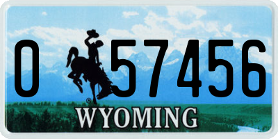 WY license plate 057456